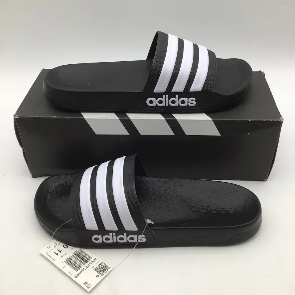 Adidas Adilette Shower Slides Mens Size 10 Black GZ5922 Cloudfoam Sandals NEW